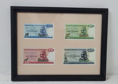 Reserve Bank of Zimbabwe Framed Banknotes Set