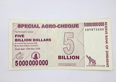 Reserve Bank of Zimbabwe five billion special Agro Cheque note