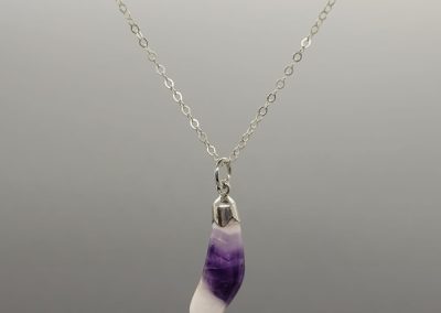 Silver chain, zebra and amethyst pendant