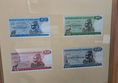 Reserve bank of Zimbabwe framed notes set