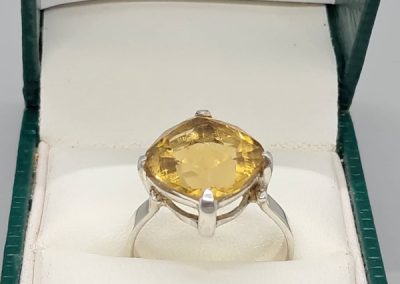 Silver and citrine ring