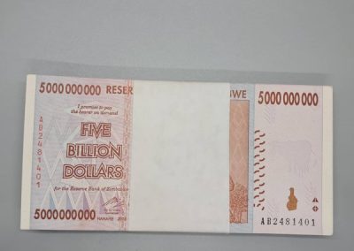 Reserve Bank of Zimbabwe 5 billion bundle (100 notes)