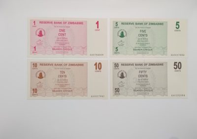 Reserve Bank Of Zimbabwe 1cent,5cent,10cents and 50cents notes
