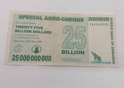 Reserve Bank of Zimbabwe 25 Billion special Agro-cheque (circulated)
