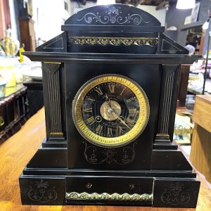 J.W Benson black slate mantle clock