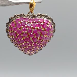 Sterling silver 925, gold gilt and ruby locket pendant