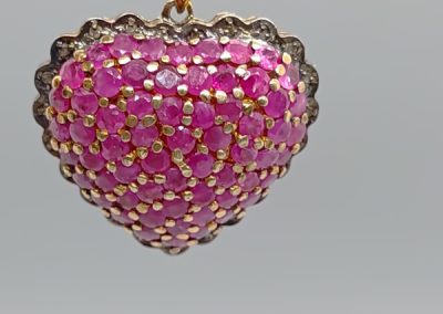 Sterling silver 925, gold gilt and ruby locket pendant