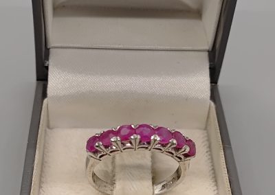 Sterling silver 925, 7 stone ruby ring