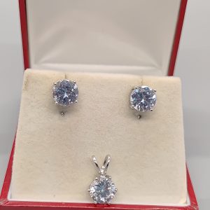 Sterling silver 925 and cubic zirconia studs and pendant