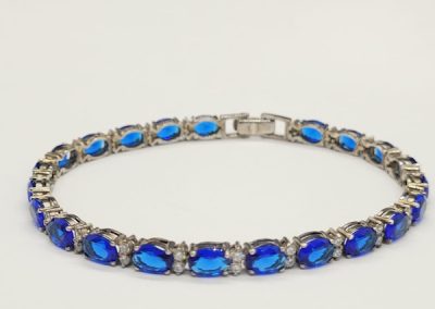 Sterling silver 925 and simulated sapphire bracelet