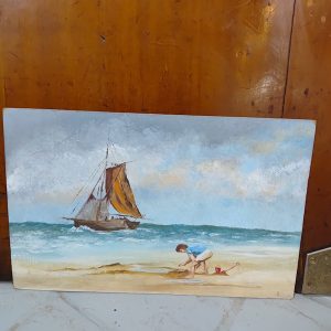Oil on Board Beach boy painting