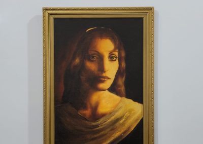 Craig Bone Oil on Board Portrait of a lady with blue eyes