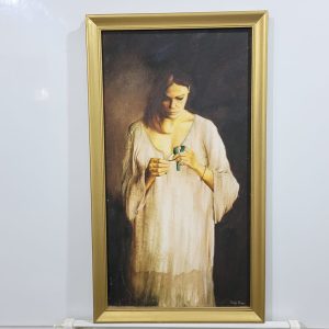 Craig Bone Oil on Board Portrait of a lady with  Ribbon