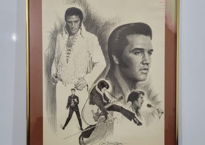 Vintage 1977 Glen Fortune Banse Pencil Lithograph print of Elvis Presley