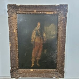 Oil on Board Portrait of cavalier 17 century attire