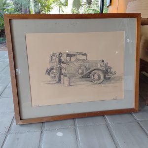 Pencil Drawing of a Vintage Car