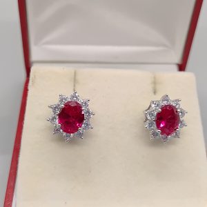 Sterling Silver 925 and simulated ruby studs