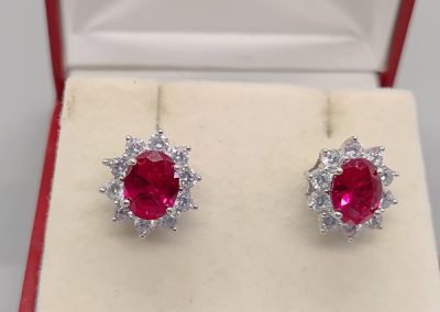 Sterling Silver 925 and simulated ruby studs