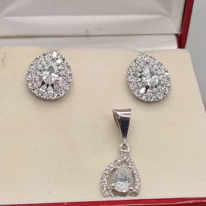 Sterling silver 925 and cubic zirconia earrings and pendant