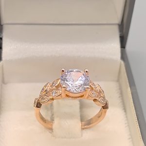 Sterling silver 925, rose gold and cubic zirconia ring