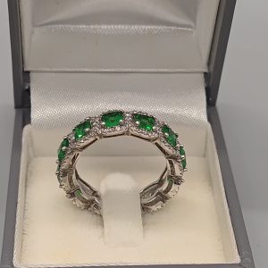 Sterling silver 925, cubic zirconia and simulated emerald ring