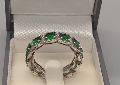 Sterling silver 925, cubic zirconia and simulated emerald ring