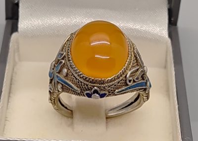 Vintage Sterling silver enamelled ring