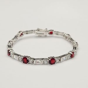 Sterling silver 925 and simulated ruby bracelet